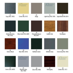 Τα φυλλαράκια Πολυουρεθανης διατίθενται σε στάνταρ χρώματα.
Υπάρχει δυνατότητα παράδοσης ρολλού με ψάθα πολυουρεθάνης σε οποιοδήποτε RAL χρώμα βάσει του χρωματολογίου μας κατόπιν συνεννόησης.